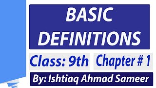 Basic Definitions of Chemistry