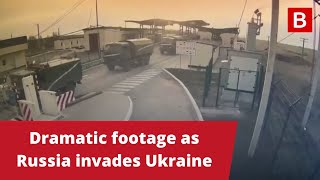 Dramatic footage as Russian tanks roll into Ukraine | War begins in Europe as Ukrainians flee cities