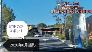 【駐車場前面展望新223】東京都町田市 薬師池公園 四季彩の杜 中央駐車場(2020年8月)