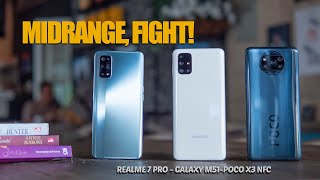 Battle Midranger Terbaik ! Poco X3 NFC - Galaxy M51 - Realme 7 Pro