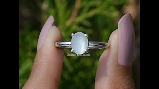 Oval Moonstone Gemstone Solitaire Ring