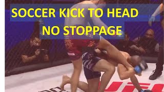 Illegal Soccer Kick on a Downed Opponent- NO STOPPAGE - Buda Sento 4