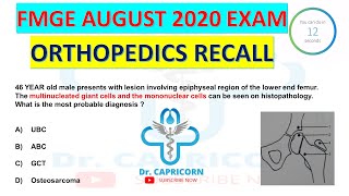 ORTHOPEDICS FMGE 2020 AUG EXAM | FMGE AUGUST RECALL MCQ  | Image Based Question  | Doctor Capricorn