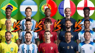 Brazil 🆚 Argentina 🆚 Portugal 🆚 France 🆚 England 🔥 5 National Team Comparisons 💪