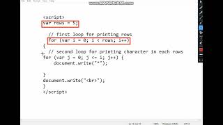 star pattern in JavaScript using nested for loop