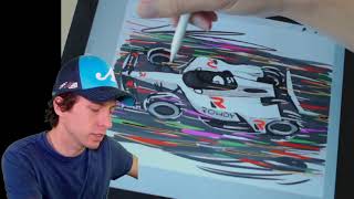 Let's Draw Race Cars with Boris at Noon ET!  How to Draw Kyle Busch's iRacing  Indy Car
