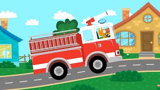 Fire Truck Song | Meow-Meow Kitty Cartoons with cars and animals for kids