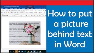 How to put a picture behind text in Word: Moving Images Behind Text (Microsoft Word)