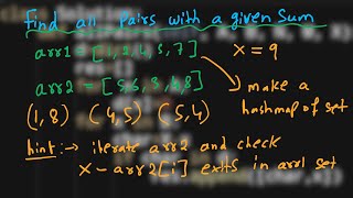 11.Find all pairs with a given sum | Hashing | Python | GFG | Must Do Coding Interview Questions