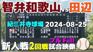 智弁和歌山 vs 田辺 【新人戦２回戦】★勝てばベスト８が決まる１戦！決勝へ出るために、重要な勝負どころ！和歌山県下高校野球 8月25日2024年 ～紀三井寺球場 フルFull試合映像【高校野球】