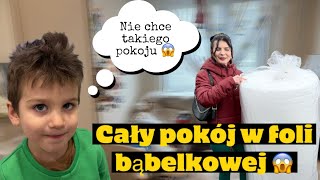 CAŁY POKÓJ W FOLI BĄBELKOWEJ 😱! KUBA NIE BYŁ ZACHWYCONY🥲🤷🏼‍♀️