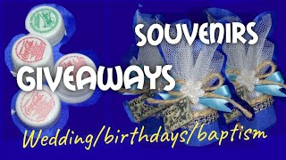 DIY Wedding Giveaways/ Souvenirs l Christening l birthdays l joan mataganas