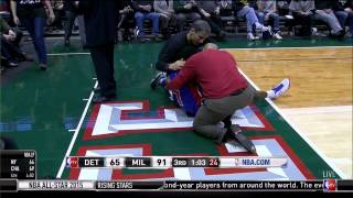 Brandon Jennings Achilles injury: Detroit Pistons at Milwaukee Bucks