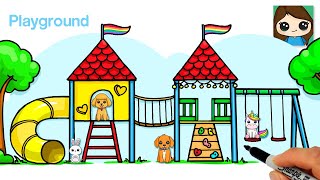 How to Draw a Playground Set with Slide and Swing Easy