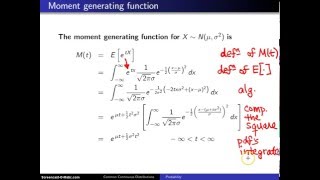 Normal distribution moment generating function