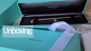 Unboxing Tiffany bead bracelet 18k yellow gold , mini heart tag