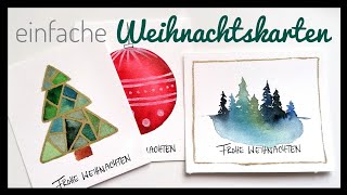 3 einfache Weihnachtskarten mit Aquarell malen ✨🎄 - malen mit Aquarell - DIY Weihnachtskarten