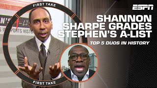 Shannon Sharpe gives Stephen's A-List a D! 🤣 | First Take