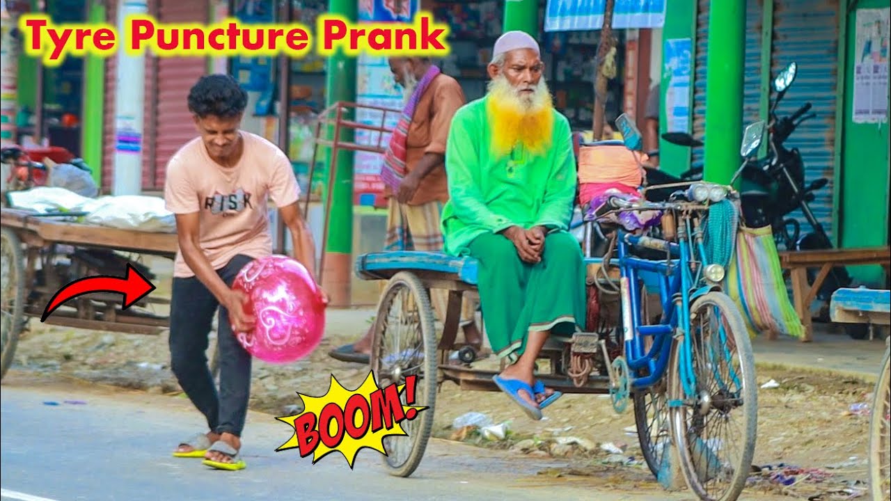 Tyre Puncture Prank With Popping Balloons Part 20 4 Minute Fun