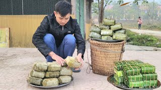 Making wooden frames, picking dong leaves to make banh chung to sell | Nông Văn Bình