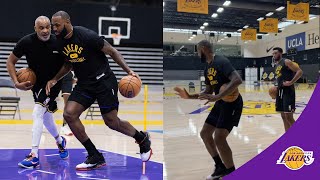 LeBron James and Troy Brown Jr workout with Phil Handy at Lakers Practice Facility