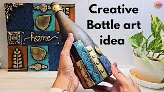 What a Creative bottle art idea, wine bottle craft. art and craft, CreativeCat