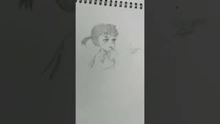 Little Girl Sketch Drawing, Pencil ART