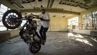 GoPro : Harley Sportster Stunting at an Abandoned Military Barracks