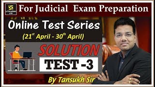 Solution Test-3 ll Online Law Test Series ll By Tansukh Sir | Utkarsh Law Classes |