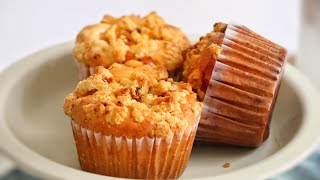 【秋のおやつに】サクふわ、林檎のクランブルマフィン。Apple crumble muffin recipe