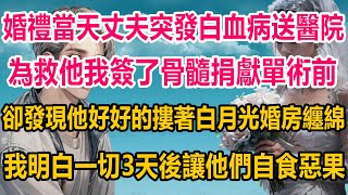 婚禮當天丈夫突發白血病送醫院，為救他我簽了骨髓捐獻，單術前卻發現他好好的，摟著白月光婚房纏綿，我明白一切，3天後讓他們自食惡果#爽文 #爽文完结#情感故事 #情感 #婚姻 #分享 #家庭