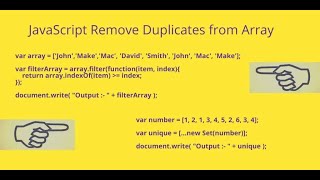 JavaScript Remove Duplicate Elements from Array