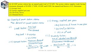 Problem on economics of power generation-demand factor-Diversity factor-Average load-Energy supplied