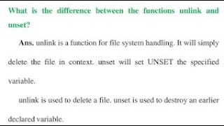 Unlink & Unset Function