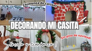 DECORANDO MI CASA PARA NAVIDAD✨🎄SENCILLO Y ECONÓMICO |Tarde pero seguro😉 |CHIMENEA DE CARTÓN 🎅 🪅