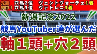 新潟記念2022 競馬YouTuber達が選んだ【軸1頭＋穴2頭】