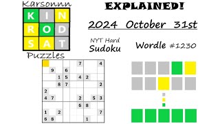 Wordle 1230 & NYT Hard Sudoku - 31st October 2024