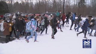 Easthampton Mountain View School held a walk or bike to school event