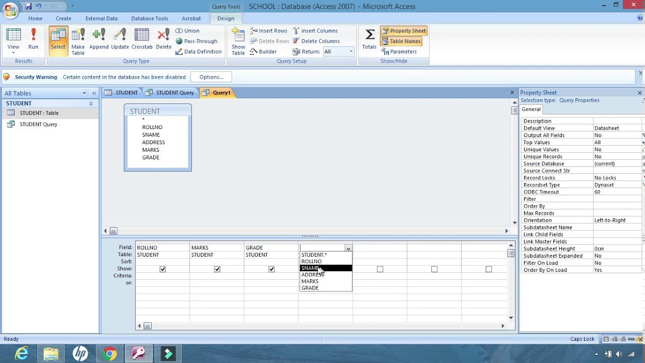 Ms Access Database Query Form Report Youtube