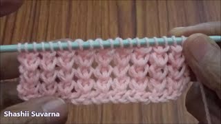 Rose bud lace stitch knitting tutorial for beginners