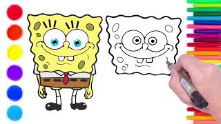 فيديو للأطفال |  تعليم الرسم | كيف ترسم سبونج بوب |  🎨 🌈  Spongebob