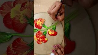 💛❤️ AMAZING One Strokes Round Brush EASY Acrylic Painting Flowers On GLASS #shorts