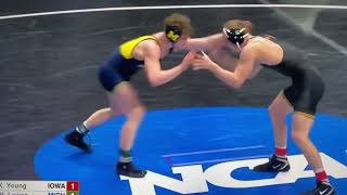 Will Lewan Michigan Wolverines Defeats Kaleb Young Iowa NCAA Tournament College Wrestling 3/17/22
