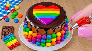 How To Make Mini Chocolate Cake With Rainbow Heart Decorating Ideas