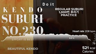 No.230 Kendo solo suburi practice number 1,000 times.