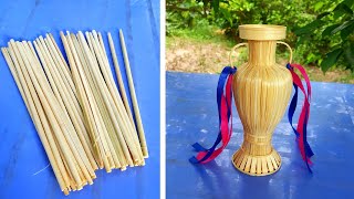 DIY Flower Vase|| A Cup from Bamboo Chopsticks - Bamboo Craft Ideas