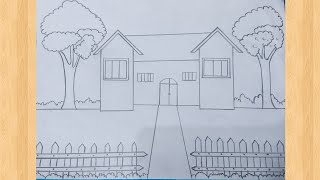 Easy House Scenery Drawing 🏠 Ghar ka Chitra🏠 Easy to drawing and Painting💓