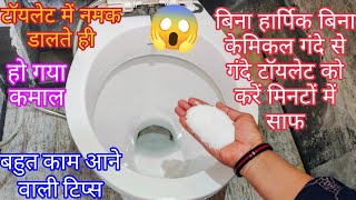 बिना हार्पिक बिना क्लीनर गंदे से गंदे टॉयलेट को करें नमक से साफ# kitchen tips# toilet cleaning tips