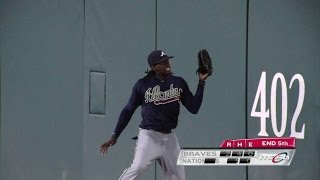 ATL@WSH: Maybin makes running catch on warning track