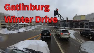 ❄️ Winter Drive Through Gatlinburg, TN | Snowy Drive from Light #3 to Light #10 and Back 🚗🌨️